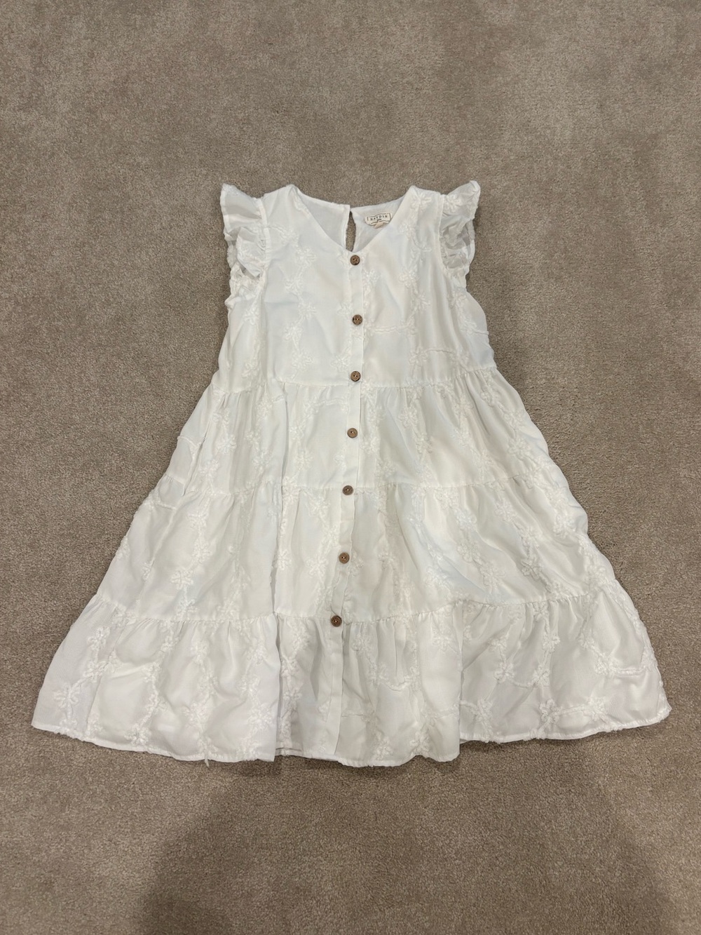 Hayden Girls White Button Dress